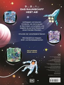 3...2...1... Das Raumschiff hebt ab! Aufklappen und staunen: Erkunde verschiedene Szenen. Ein Astronaut im Weltraum.