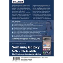 "BILDNER Samsung Galaxy S26 – alle Modelle. Für Einsteiger ohne Vorkenntnisse." Ein Buchcover mit Smartphone-Abbildung.