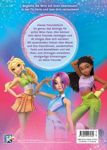 Ein Freundebuch für Winx-Fans mit Platz für Einträge, Fakten, Tests, Bastelideen und Erinnerungen. Drei animierte Figuren.