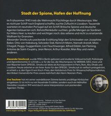 "Stadt der Spione, Hafen der Hoffnung" in gelb. Text beschreibt historische Flucht 1940 und erwähnt Alexander Smoltczyk. 