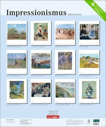 Impressionismus. Bilder von Monet, Van Gogh und Renoir. Kalender 2027. Neun Bildminiaturen mit Szenen und Landschaften.