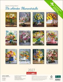 "Ulrike Schneiders: Die schönsten Blumensträuße 2027" zeigt 12 farbenfrohe Blumenstrauß-Fotos auf leicht beigem Hintergrund.