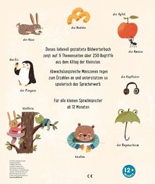 Dieses liebevoll gestaltete Bildwörterbuch zeigt auf 9 Themenseiten über 250 Begriffe aus dem Alltag der Kleinsten.