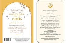 "In jeder Frau steckt eine wunderschöne, starke Göttin. Auch in dir." Diese inspirierende Nachricht ist von floralen Grafiken umrahmt.
