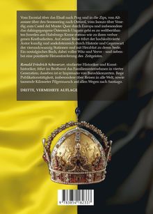 Ein gelber Hintergrund mit schwarzem Rand zeigt eine prunkvolle Krone. Text beschreibt eine historische Reise.