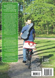 Text: "Karl Knopf: Spielend Ukulele lernen. Die Ukulelenschule für Jugendliche und Erwachsene." Illustration: Person auf Fahrrad.
