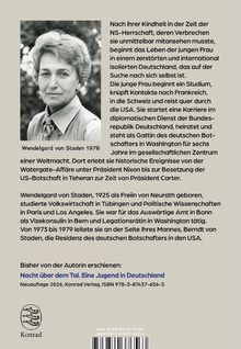 Text über das Leben und die Karriere von Wendelgard von Staden, inklusive ihrer Ausbildung und diplomatischer Tätigkeit.