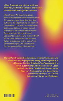 Zitat über Endometriose und persönliche Erfahrungen. Hintergrund: Farbverlauf von Violett zu Gelb. Barcodes unten.
