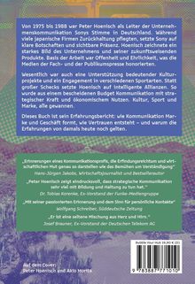 Text über Peter Hoenischs Zeit bei Sony, seine Kommunikationsmethoden und Buchbesprechungen. Buntes, abstraktes Design.