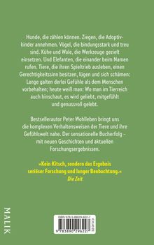 Texte beschreiben tierisches Verhalten und Forschung. Gelbes Zitat: »Kein Kitsch, sondern das Ergebnis...« Grüner Hintergrund.