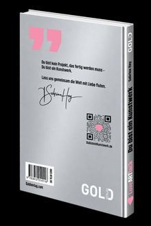Die Rückseite eines Buches zeigt ein Zitat: „Du bist kein Projekt, das fertig werden muss - Du bist ein Kunstwerk."