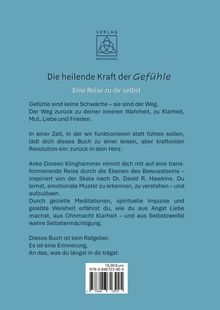 Auf einem blauen Hintergrund steht: "Die heilende Kraft der Gefühle. Eine Reise zu dir selbst." Oben ein dreieckiges Logo.