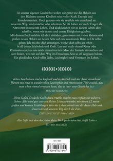 Texte: Motivierende und poetische Worte über Kindheit, Fantasie und Selbstfindung. Zitate von Magazinen loben das Buch.