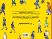 Ein augenöffnendes Buch über die Macht unserer Herkunft. Illustrationen von Menschen in verschiedenen Berufen und Outfits.