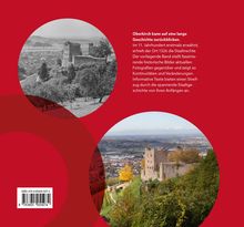 Zwei Fotos im roten Hintergrund: oben historische Burglandschaft in Schwarz-Weiß, unten farbige Aufnahme derselben Burg.