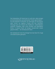 Der Kabarettist Ulf Annel hat zahlreiche humoristische Texte verfasst. Der Karikaturist Uwe Krumbiegel macht das Buch bunter. Darunter das Logo von "Rhinoverlag".