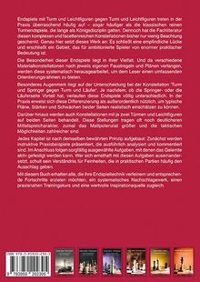 Roter Hintergrund mit Text über Schachendspiele, ISBN unten links, und eine Reihe kleiner Buchcover unten.