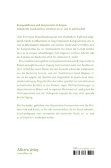 Komponistinnen und Komponisten in Bayern. Buchbeschreibung mit Zitaten und Verlagsinformationen. Links grünes Allitera Verlag-Logo.