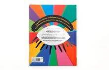 Text: "Die Welt ist bunt, und dieses Buch lädt dich ein...". Bunte Farbstrahlen mit schwarzem Band und einem weißen Feld.