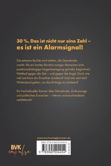 "30 % ist ein Alarmsignal! Die extreme Rechte wird stärker. Ein Roman über Demokratie, Zivilcourage, politisches Erwachen."
