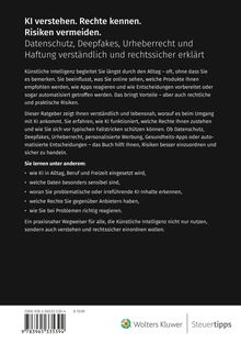 Text oben: KI verstehen. Rechte kennen. Risiken vermeiden. Datenschutz, Deepfakes, Urheberrecht. Unten: Wolters Kluwer Logo.