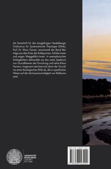 Text über Festschrift zu Klaus Tanner und theologischer Ethik. Unten links Universität-Logo. Rechts Landschaft bei Sonnenuntergang.