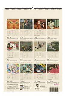 Kalender mit Monatsnamen Januar bis Dezember, verschiedene Kunstwerke dargestellt, ISBN 978-3-96489-251-3.