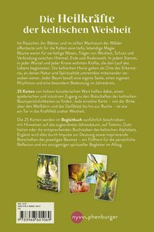 “Die Heilkräfte der keltischen Weisheit” steht oben. Darunter ein Text über keltische Bäume und ihre spirituelle Bedeutung. Unten links ein Buchcover und mehrere Karten.