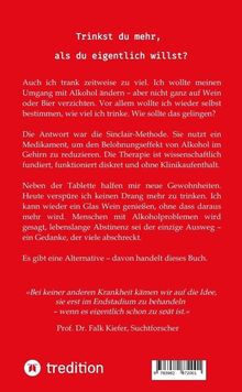 Ein roter Hintergrund mit weißem Text. Oben steht: "Trinkst du mehr, als du eigentlich willst?" Unten ist das Logo von "tredition".