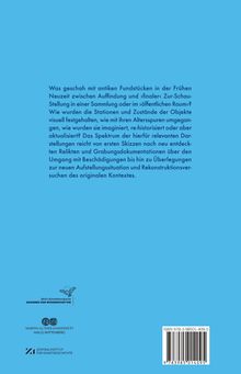 Ein blaues Cover mit Text über antike Fundstücke in der Frühen Neuzeit. Logos von drei Institutionen. ISBN unten rechts.