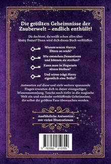 "Die größten Geheimnisse der Zauberwelt – endlich enthüllt!" Text in weiß auf lila Hintergrund mit goldenen Verzierungen.