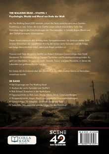 "The Walking Dead – Staffel 1: Psychologie, Macht und Moral am Ende der Welt", untermalt von einer postapokalyptischen Straßenszene.