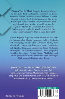 Text beschreibt Jacob Colliers Musik und Einfluss. In neun Kapiteln wird sein Werdegang und vielseitige Arbeit vorgestellt.