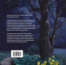 Ein Text über Trauer bei Kindern, Fragen zu Gottes Güte und Trost. Illustration: Nachtlandschaft mit Baum und Blumen.
