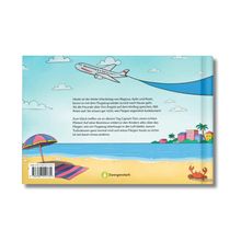 Heute ist der letzte Urlaubstag von Magnus, Aylin und Noah. Sie sprechen über Flugängste. Eine Illustration zeigt einen Strand.