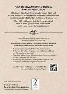PURE KREUZWORTRÄTSEL-FREUDE IM HANDLICHEN FORMAT. Logo: pen2nature. FSC- und QR-Code unten. Beiges Papier.