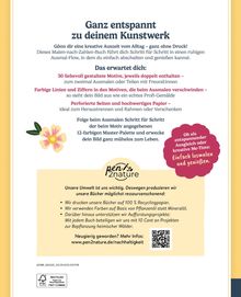 Text: "Ganz entspannt zu deinem Kunstwerk", "pen2nature", "Neugierig geworden?", "Einfach losmalen und genießen." Unten links ist eine Blume.