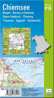 „Chiemsee, Bergen, Bernau a.Chiemsee, Seeon-Seebruck, Chieming, Traunreut, Eggstätt, Grabenstätt“, Karte mit Preisschild.