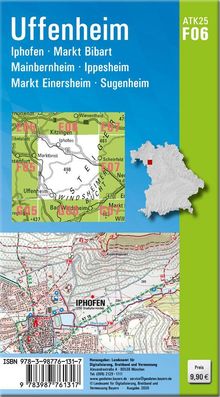 Uffenheim, Iphofen, Markt Bibart, Mainbernheim, Karte mit Straßen und geografischen Details. Preis: 9,90 €.