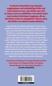Ein Text in Rot betont, keine Jogginghosen zu tragen, gefolgt von Reflexionen über Authentizität und Gefühle in Weiß.