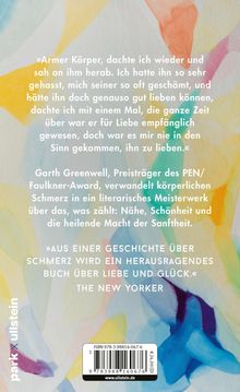 Text über Selbstakzeptanz und Liebe, Zitate von Garth Greenwell und The New Yorker. Farbige, abstrakte Illustration.
