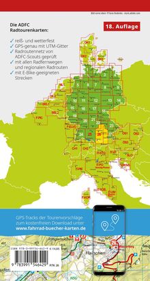 ADFC Radtourenkarten: reißfest, GPS-genau, geprüft, inkl. E-Bike-Strecken. Karte von Deutschland und Nachbarländern.