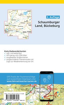 2. Auflage Schaumburger Land, Bückeburg. Kreis-Radwanderkarten: reißfest, GPS-genau, Straßen, Themenrouten.