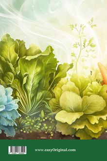 www.easyOriginal.com  
Illustration von frischem Gemüse: Salat, Kräuter und Karotte, mit hellem Himmel im Hintergrund.