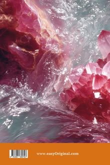 www.easyOriginal.com; Rosa Kristalle im Wasser, Stich von Licht und Schatten, orangefarbene Leiste unten.