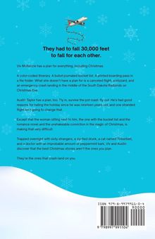 "They had to fall 30,000 feet to fall for each other." Ein Flugzeug fliegt zwischen Schneeflocken mit Weihnachtslichtern.