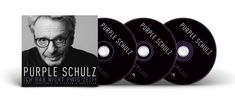 "PURPLE SCHULZ" und "ICH HAB NICHT EWIG ZEIT!". Links Schwarz-Weiß-Porträt eines Mannes, daneben drei CDs.