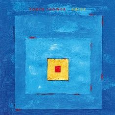 "ROBIN TROWER SHINE" oben. Eine blaue, quadratische Illustration mit einem gelben und roten Zentrum.