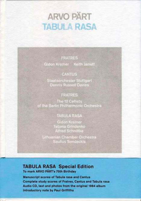 Arvo Pärt (geb. 1935): Tabula rasa (Deluxe-Edition zum 75.Geburtstag Arvo Pärts), CD