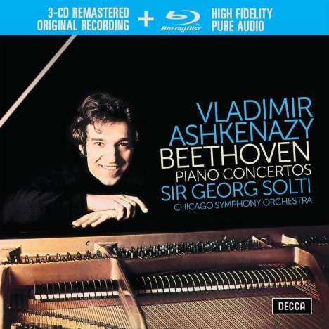 Ludwig van Beethoven (1770-1827): Klavierkonzerte Nr.1-5 (mit Blu-ray Audio), 3 CDs und 1 Blu-ray Audio
